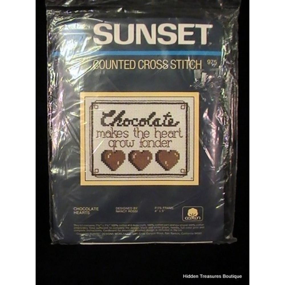 Sunset "Chocolate Hearts"‎ Counted Cross Stitch Kit #975 Sealed